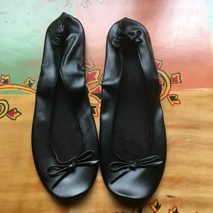 Dr. Scholl’s Black Foldable Ballet‎ Flats, Size 9-10,Large